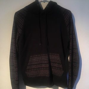 BLACK HOODIE W/ TRIBAL PATTERN